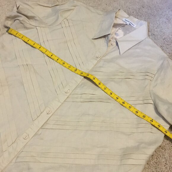 Jennifer Woman Jennifer Glasgow Cream Ramie Pintuck Button Down Tee Shirt - Picture 12 of 16